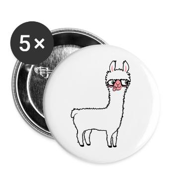 Llama Nerd Geek Horn-Rimmed Glasses Smart Funny Grimace - Buttons large 2.2''/56 mm (5-pack) - white - Front
