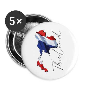 Thailand Flagge in der Thailand Landkarte EN - Buttons groß 56 mm (5er Pack) - Weiß - Vorne