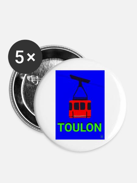 Seilbahn von Toulon - Buttons groß 56 mm (5er Pack) - Weiß