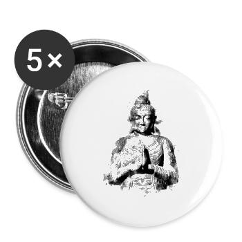 Bouddha - Lot de 5 grands badges (56 mm) - blanc - Devant