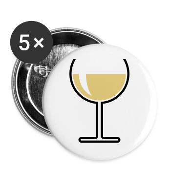 Weißweinglas Rund Offen (Weißwein / Wein / 2C) - Buttons groß 56 mm (5er Pack) - Weiß - Vorne