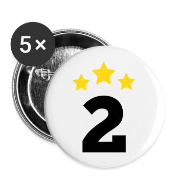 2 ans étoile - cadeau de 2 e anniversaire - Lot de 5 grands badges (56 mm) - blanc - Devant