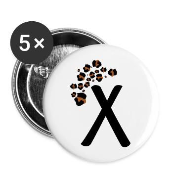 Lettre x motifs léopard - Lot de 5 grands badges (56 mm) - blanc - Devant