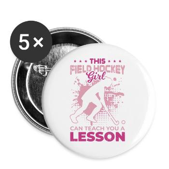 Joueur de hockey sur gazon - Lot de 5 grands badges (56 mm) - blanc - Devant