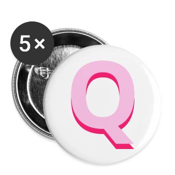 Pop und moderner rosafarbener Q-Buchstabe - Buttons groß 56 mm (5er Pack) - Weiß - Vorne
