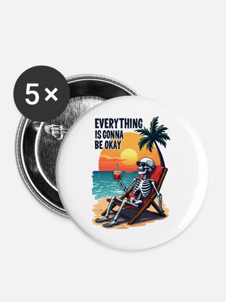 Alles wird gut - Buttons groß 56 mm (5er Pack) - Weiß