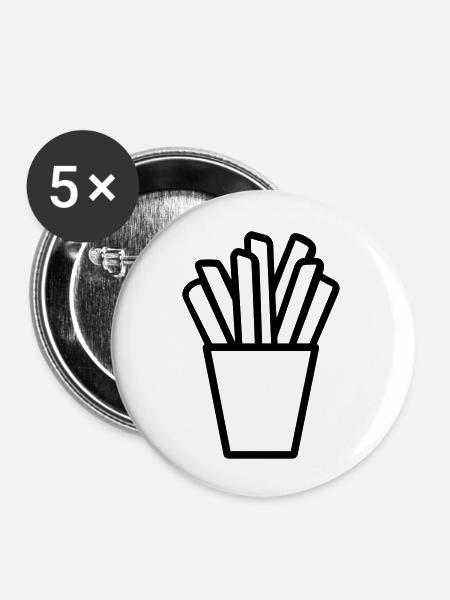 Pommes frites - Buttons groß 56 mm (5er Pack) - Weiß