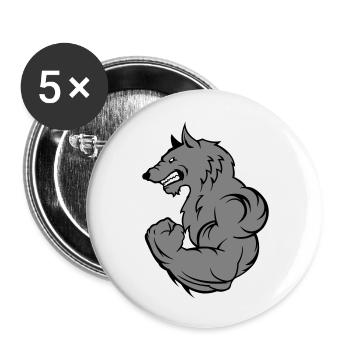 strong wolf - Buttons groß 56 mm (5er Pack) - Weiß - Vorne