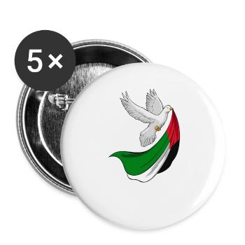 Free Palestine Design – Déclaration pour la paix - Lot de 5 grands badges (56 mm) - blanc - Devant