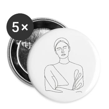 Lineart Frau - Buttons groß 56 mm (5er Pack) - Weiß - Vorne