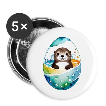 Otter Easter Watercolor - Buttons large 2.2''/56 mm (5-pack) - white - Front