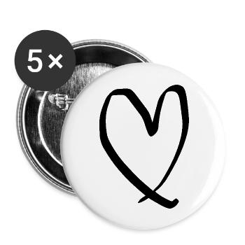 Drawn Heart Valentine's Day Gift - Buttons large 2.2''/56 mm (5-pack) - white - Front