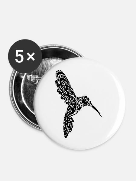 Magischer Kolibri - Buttons groß 56 mm (5er Pack) - Weiß