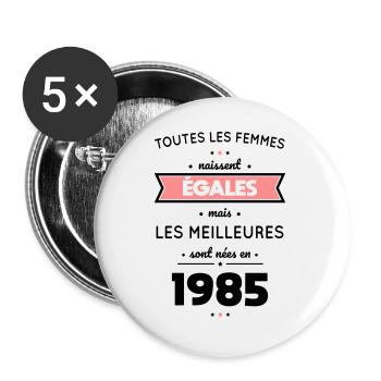 40 Jahre Jubiläum - Best Born in 1985 - Buttons groß 56 mm (5er Pack) - Weiß - Vorne