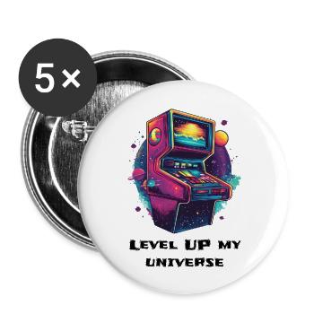 Level Up Your Universe! - Buttons groß 56 mm (5er Pack) - Weiß - Vorne