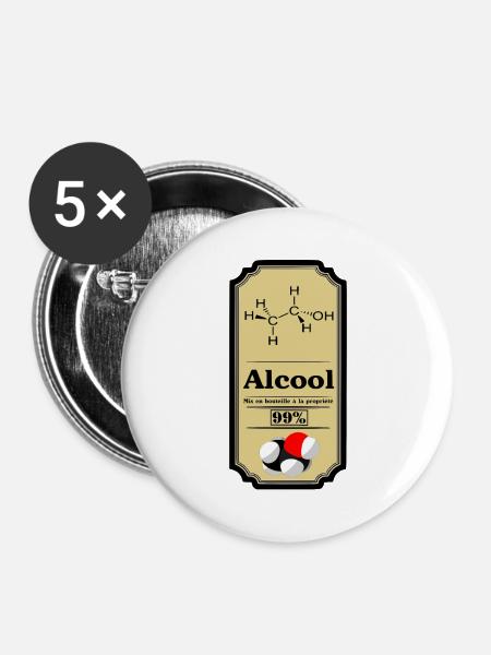 Alkohol - Buttons groß 56 mm (5er Pack) - Weiß
