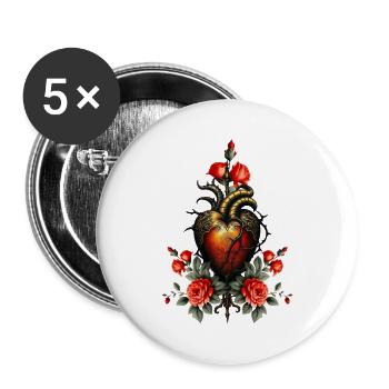 Die gotische Eleganz des Herzens - Buttons groß 56 mm (5er Pack) - Weiß - Vorne