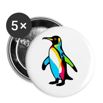 Pingouin - Lot de 5 grands badges (56 mm) - blanc - Devant