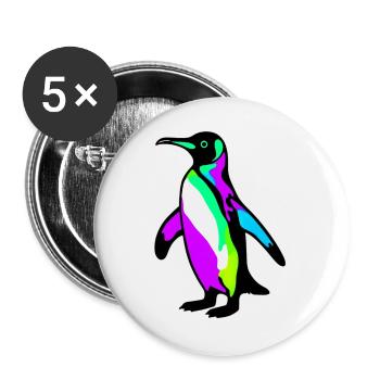 Pingouin - Lot de 5 grands badges (56 mm) - blanc - Devant