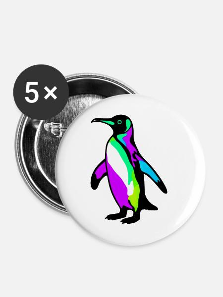 Pinguin - Buttons groß 56 mm (5er Pack) - Weiß