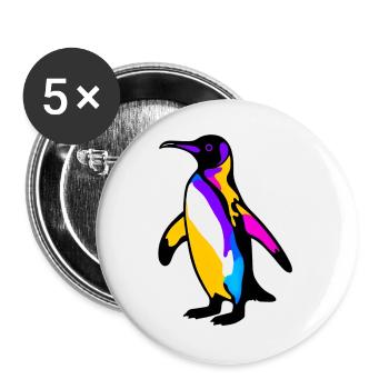 Pingouin - Lot de 5 grands badges (56 mm) - blanc - Devant