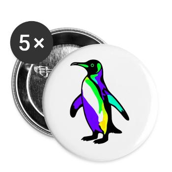 Pingouin - Lot de 5 grands badges (56 mm) - blanc - Devant