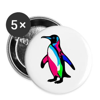 Pingouin - Lot de 5 grands badges (56 mm) - blanc - Devant