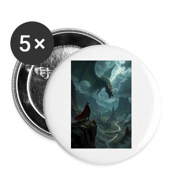 Peinture fantastique, dragon. - Lot de 5 grands badges (56 mm) - blanc - Devant