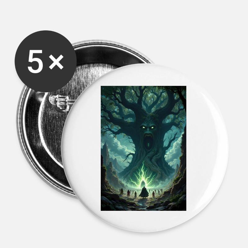 Fantasy tree image. - Buttons large 2.2''/56 mm (5-pack) - white