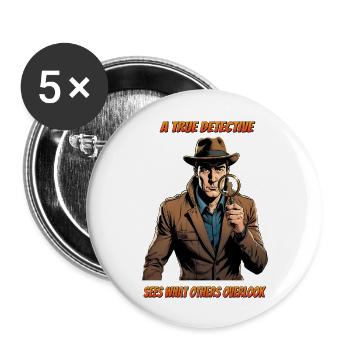 A true detective - Buttons large 2.2''/56 mm (5-pack) - white - Front