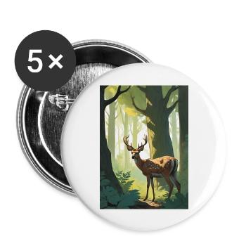 Deer in the forest green - Buttons large 2.2''/56 mm (5-pack) - white - Front