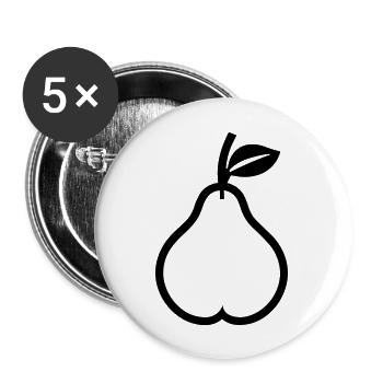 Birne - Buttons groß 56 mm (5er Pack) - Weiß - Vorne