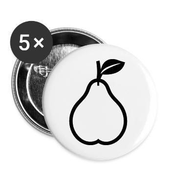 Birne - Buttons groß 56 mm (5er Pack) - Weiß - Vorne