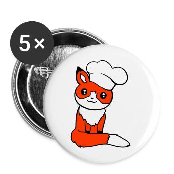 Fox Chapeau de chef Chef Cuisine Restaurant Cuisine - Lot de 5 grands badges (56 mm) - blanc - Devant