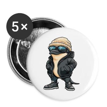 Dolphin Cool Comic - Buttons large 2.2''/56 mm (5-pack) - white - Front