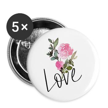 Love Flower - Buttons groß 56 mm (5er Pack) - Weiß - Vorne