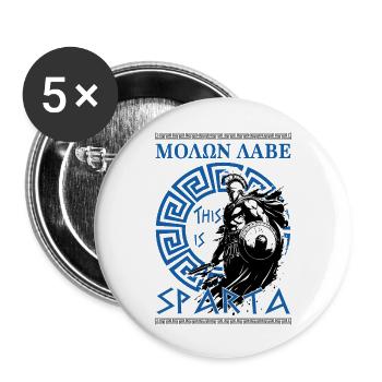 "ΜΟΛΩΝ ΛΑΒΕ - L’ de Léonidas et de Spartacus - Lot de 5 grands badges (56 mm) - blanc - Devant