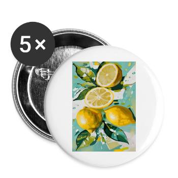 Lemon mood - Buttons large 2.2''/56 mm (5-pack) - white - Front