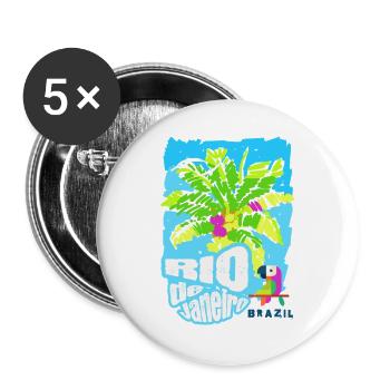 Palmiers Colorés Rio de Janeiro, Brésil - Lot de 5 grands badges (56 mm) - blanc - Devant