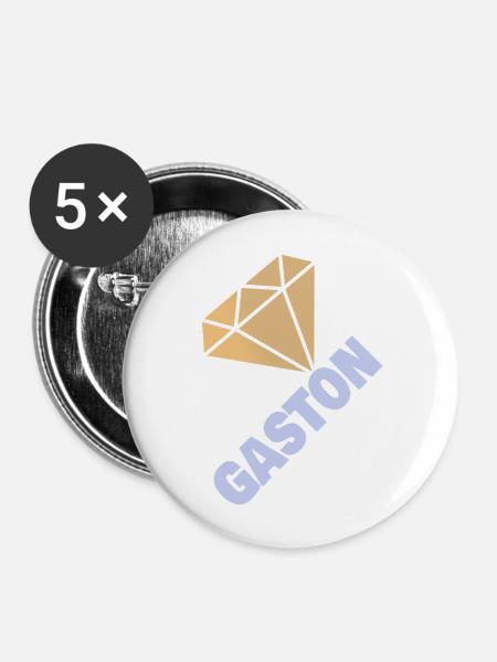 Geschenk für Gaston - Buttons groß 56 mm (5er Pack) - Weiß
