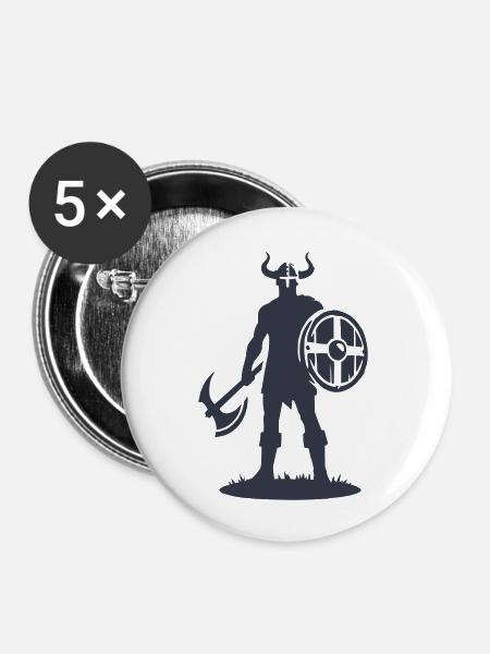 wikinger warrior - Buttons groß 56 mm (5er Pack) - Weiß