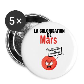 Die Besiedlung des März - Buttons groß 56 mm (5er Pack) - Weiß - Vorne