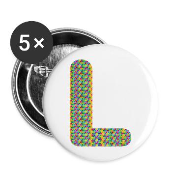 Colorful Heart L Design – Unique & Stylish! - Buttons large 2.2''/56 mm (5-pack) - white - Front