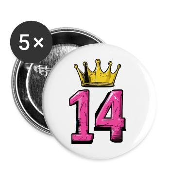14 Zahl Krone - Buttons groß 56 mm (5er Pack) - Weiß - Vorne