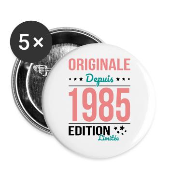 Anniversaire 40 ans - Originale depuis 1985 - Lot de 5 grands badges (56 mm) - blanc - Devant