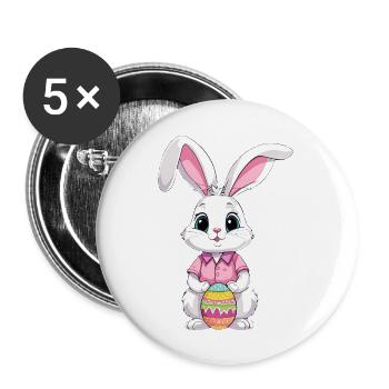 Easter bunny with Easter eggs - Buttons large 2.2''/56 mm (5-pack) - white - Front