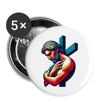 Homme chrétien - Lot de 5 grands badges (56 mm) - blanc - Devant