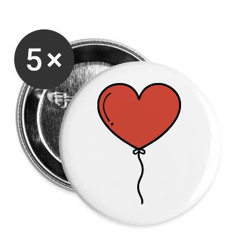 Herzluftballon Herz Luftballon - Buttons groß 56 mm (5er Pack) - Weiß - Vorne