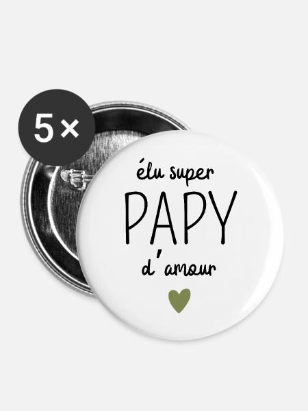 Gewählter Super-Opa der Liebe - Buttons groß 56 mm (5er Pack) - Weiß