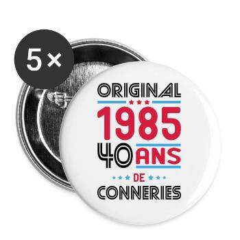 40th Birthday - Original 1985 - - Buttons large 2.2''/56 mm (5-pack) - white - Front